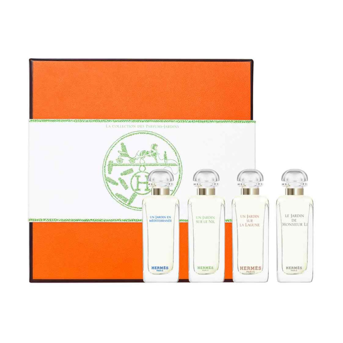 Парфумований набір жіночий Hermes Mini Jardins Set (Le Jardin de Monsieur Li, 7.5 мл + Un Jardin Sur La Lagune, 7.5 мл + Un Jardin en Mediterranee, 7.5 мл + Un Jardin sur le Nil, 7.5 мл)